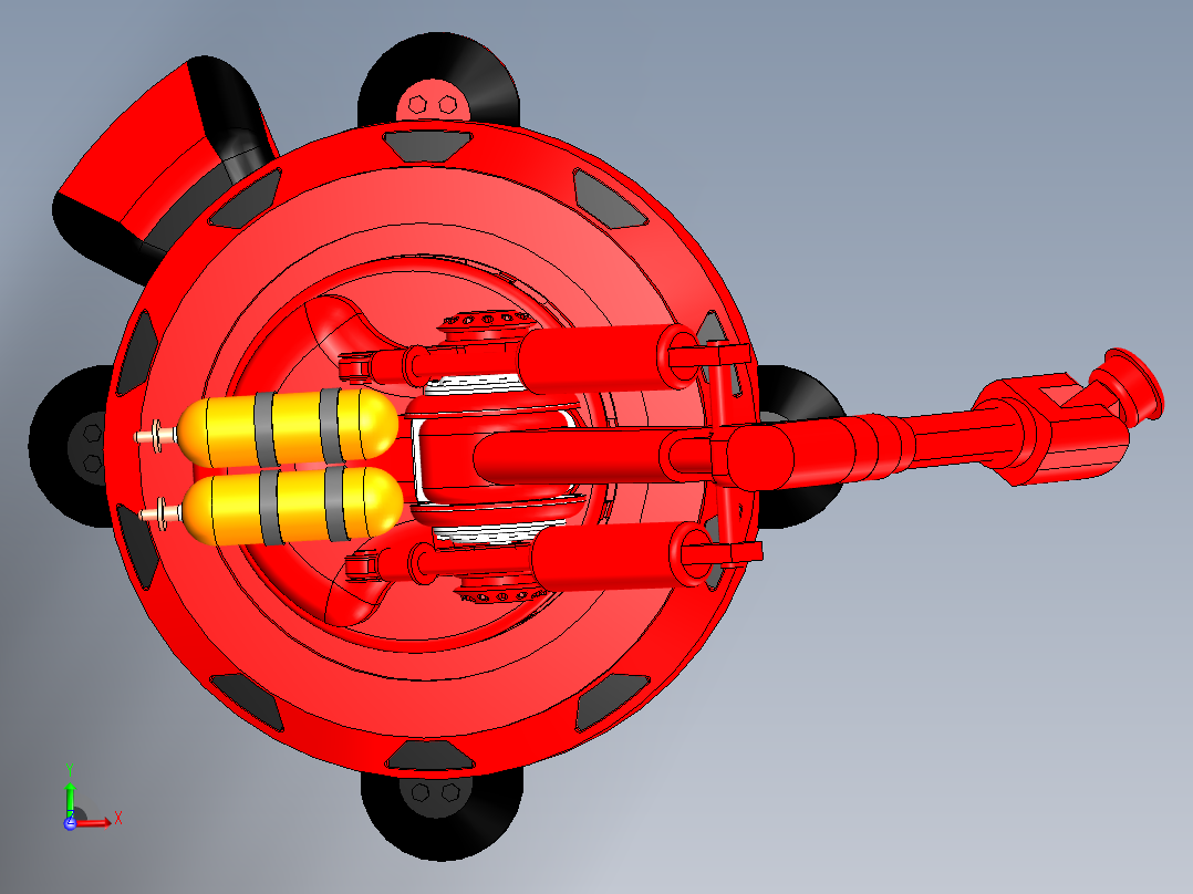 简易六自由度液压机器人外观模型前视图