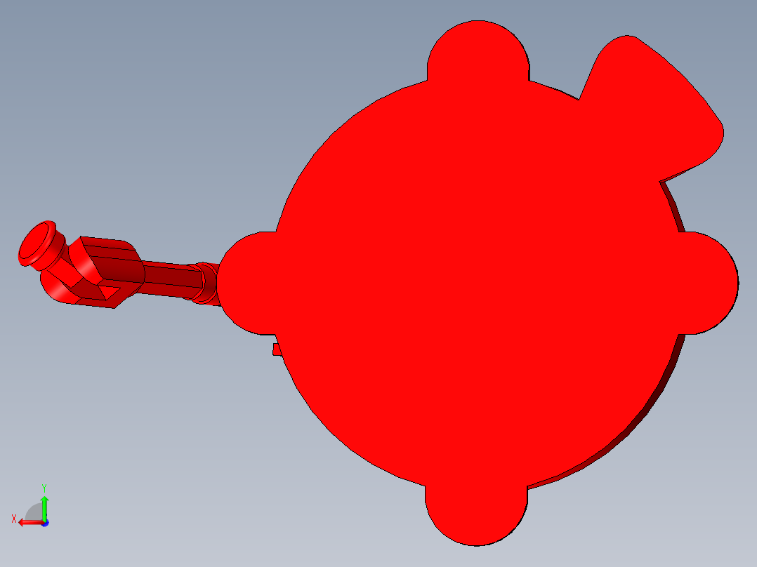 简易六自由度液压机器人外观模型后视图