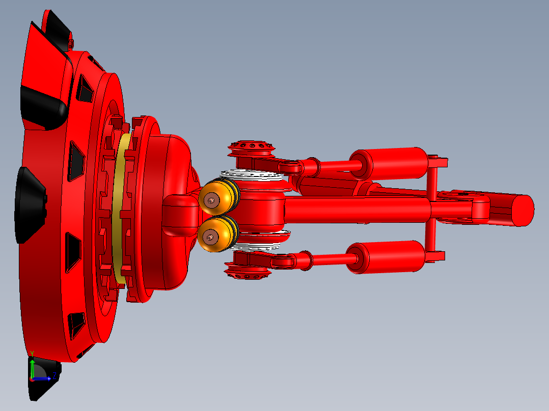 简易六自由度液压机器人外观模型左视图
