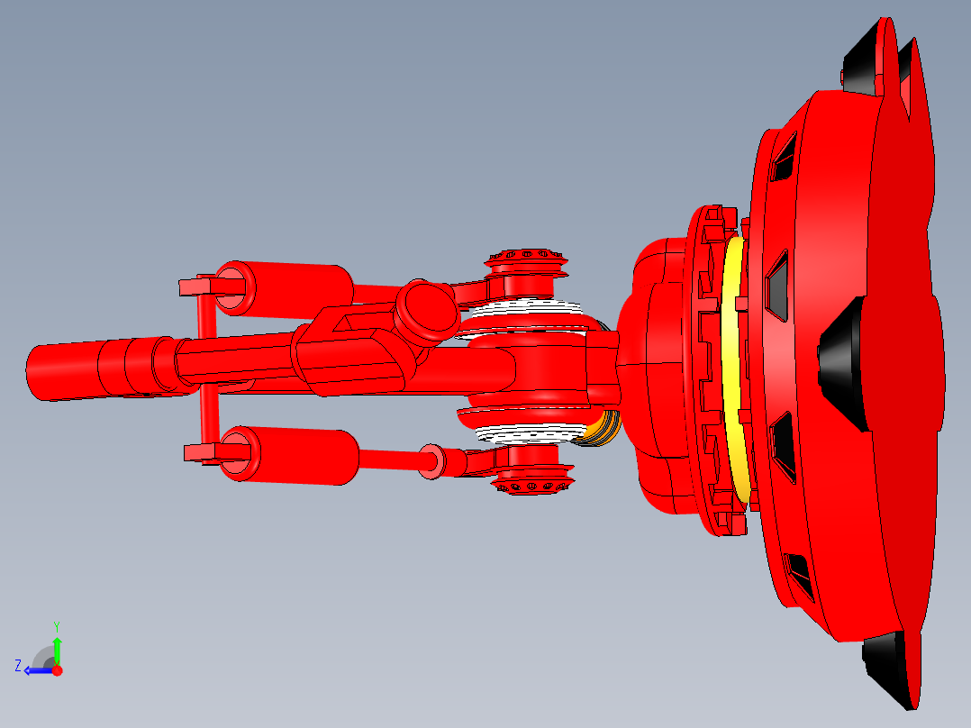 简易六自由度液压机器人外观模型右视图