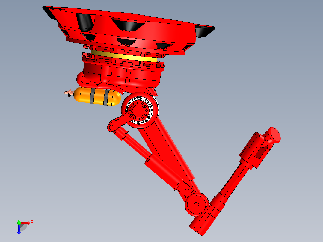 简易六自由度液压机器人外观模型俯视图