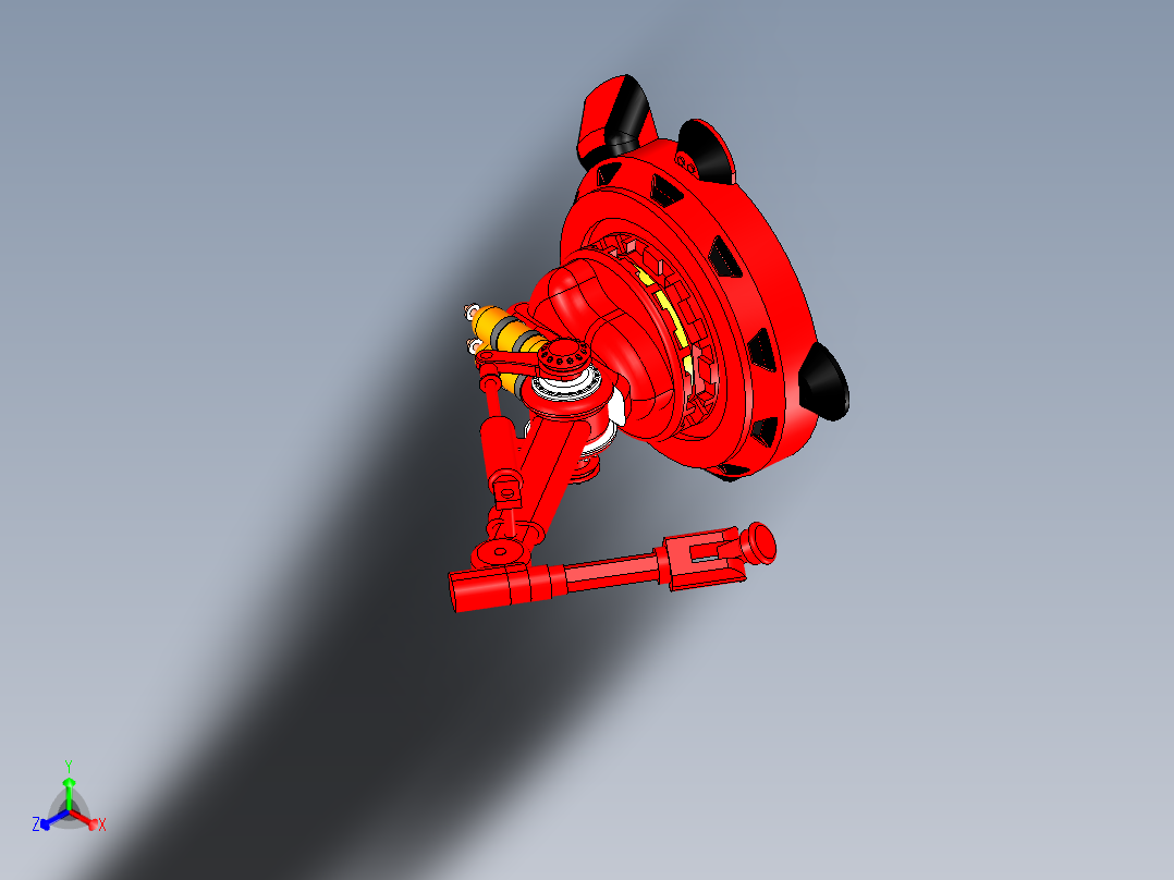 简易六自由度液压机器人外观模型正等轴测图
