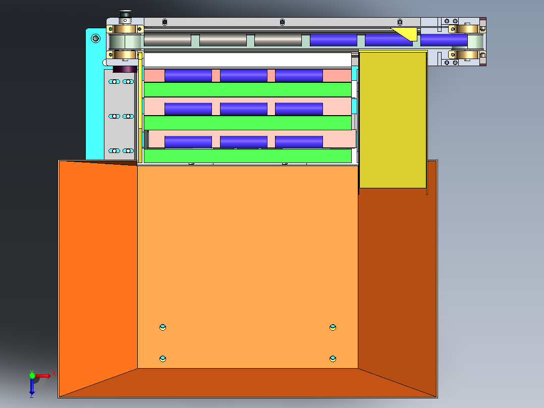 料仓推板机3D数模俯视图