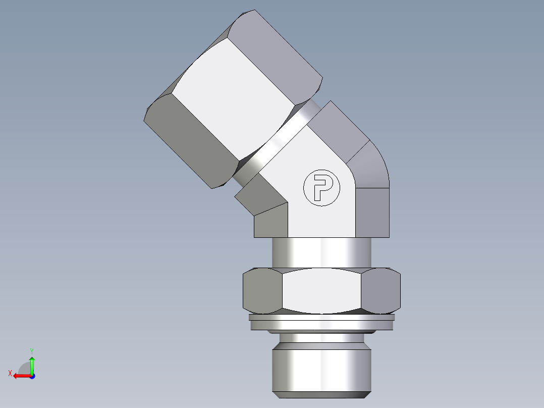 卡套式工业通用硬管接头EO_Adjustable_locknut_45_deg_elbow_VEE10SMCF后视图
