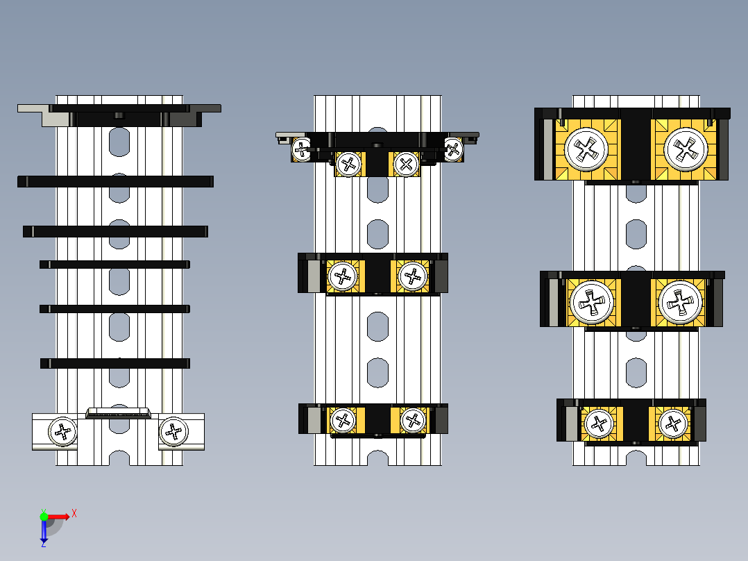 标准DIN导轨35mm安装结构接线板俯视图