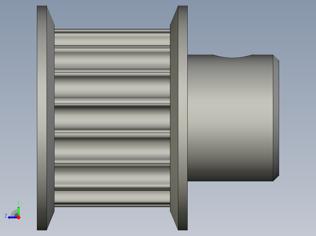 17T HTD 3M双宽同步带轮--stp三维 3d模型设计图右视图