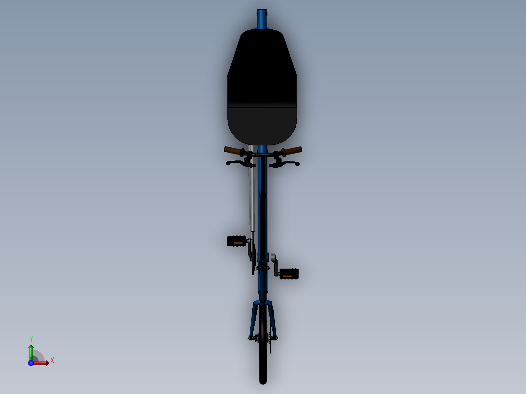 55---概念款式的折叠仰视自行车sw2010三维图纸模型设计图纸前视图