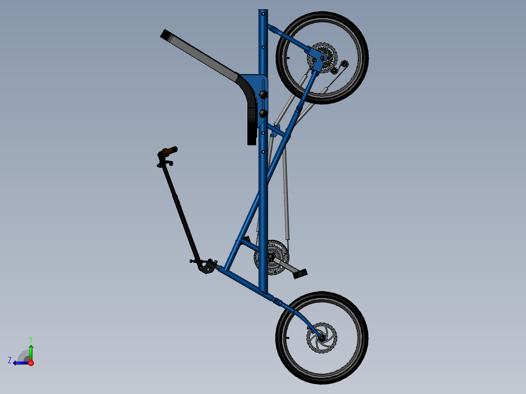 55---概念款式的折叠仰视自行车sw2010三维图纸模型设计图纸右视图