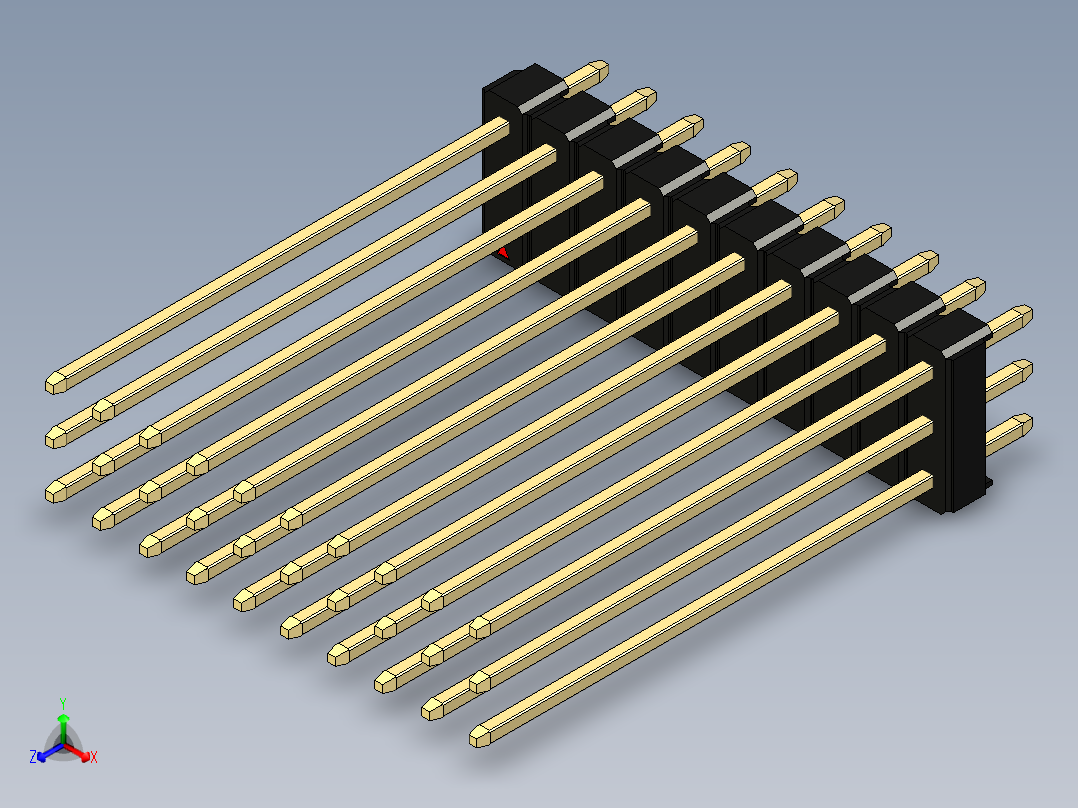 彩色公头100mil（2.54mm）系列-DS1021_black_3x10p_100mil_Type43_rev1.0正等轴测图