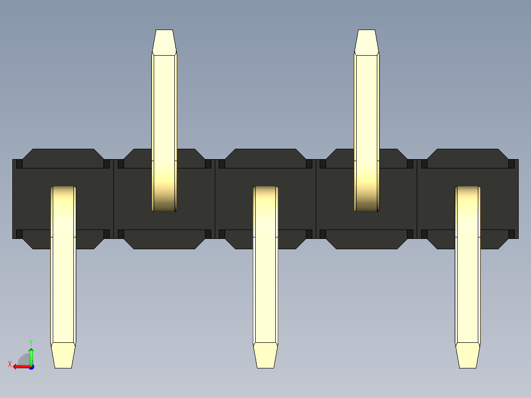 彩色公排针 100mil 2.54mm 系列-DS1022_black_05p_100mil_Type_SMT_R2_rev1.0后视图
