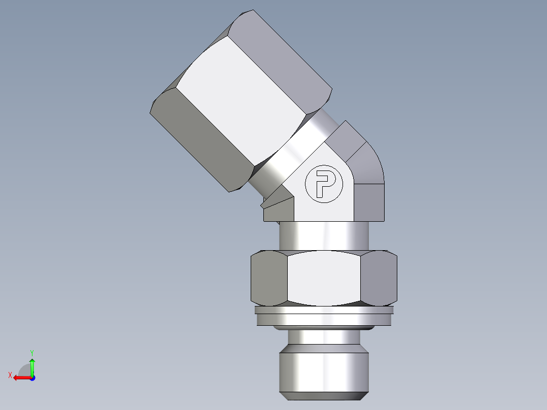 卡套式工业通用硬管接头EO_Adjustable_locknut_45_deg_elbow_VEE06SMCF后视图