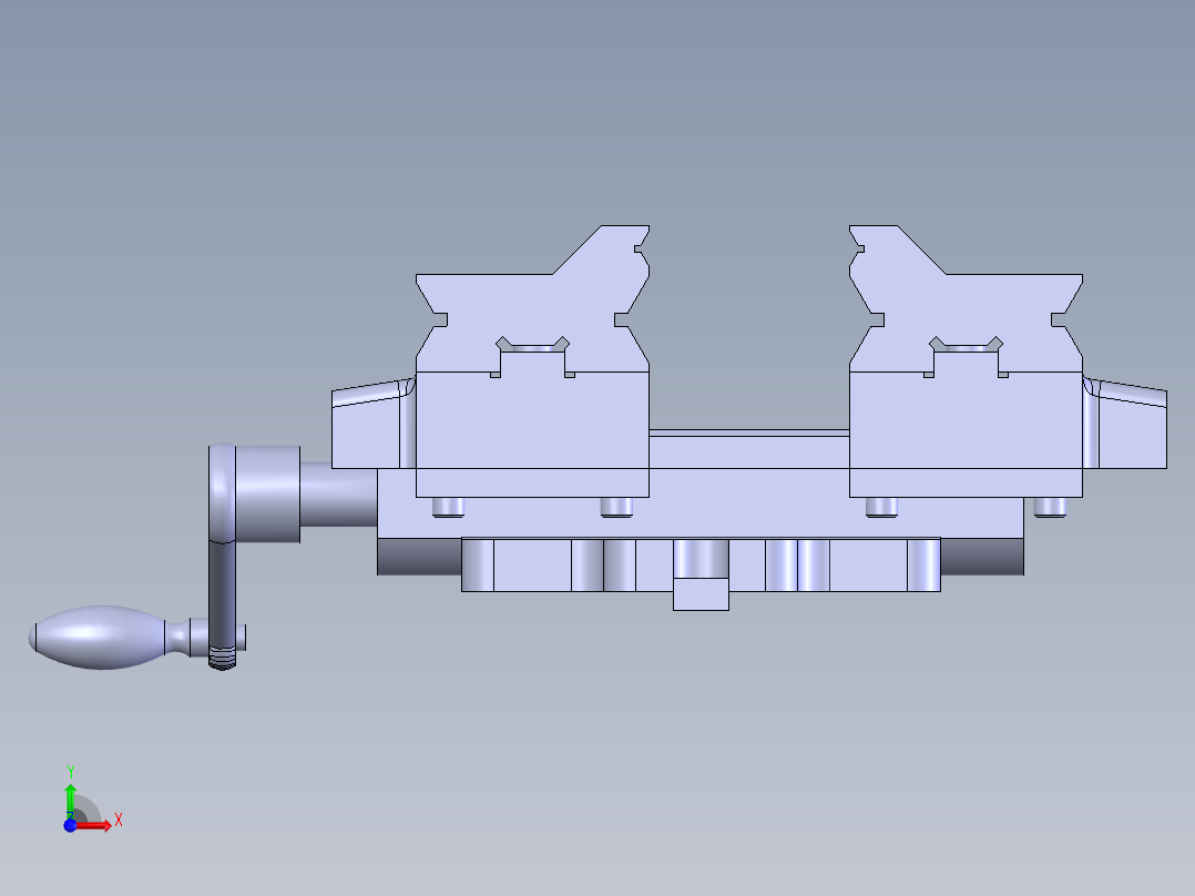 机用虎钳台虎口钳cad图纸solidworks三维模型3D建模工程图素材前视图