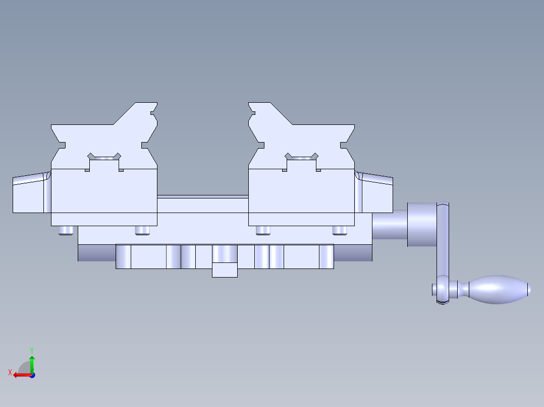 机用虎钳台虎口钳cad图纸solidworks三维模型3D建模工程图素材后视图