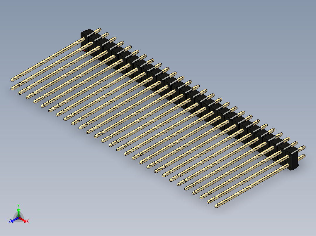 彩色公头100mil（2.54mm）系列-DS1021_black_2x28p_100mil_Type43_rev1.0正等轴测图