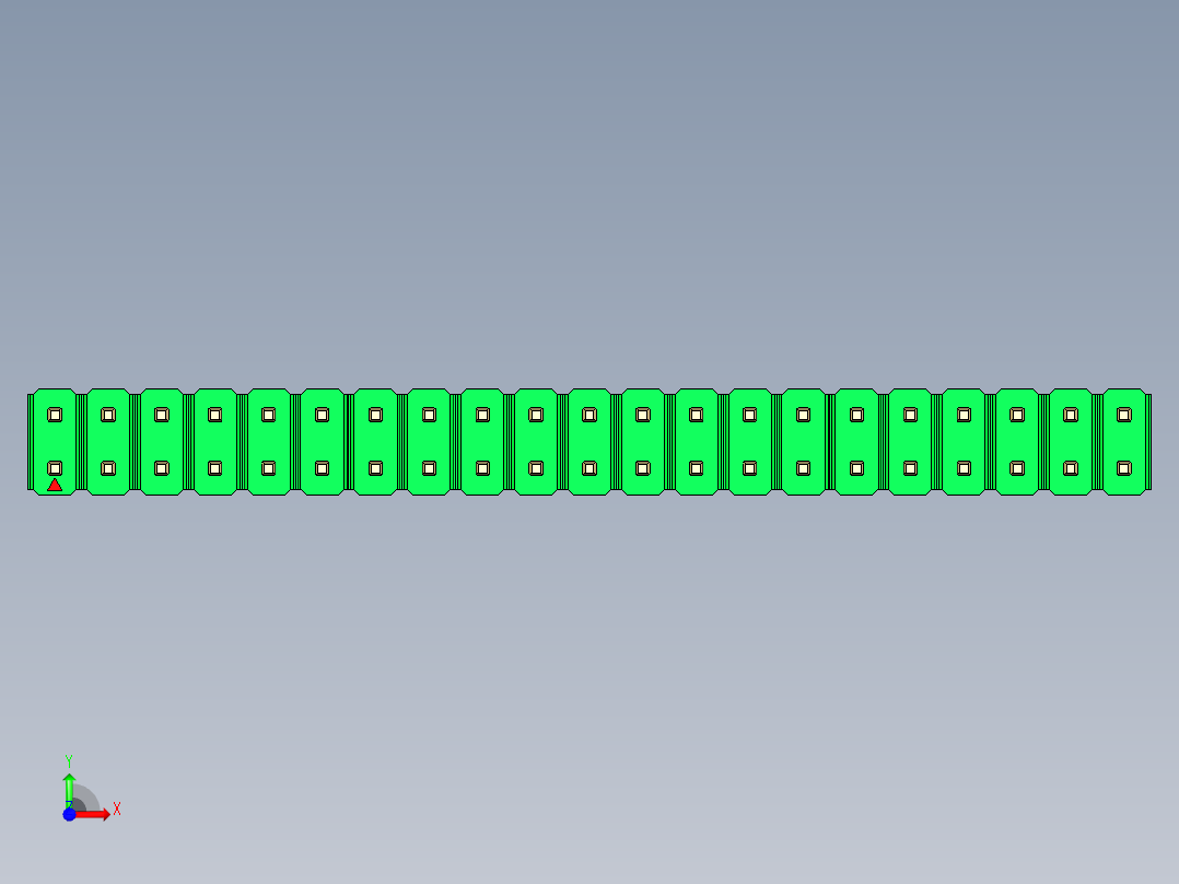 彩色公头100mil（2.54mm）系列-DS1021_green_2x21p_100mil_Type1_rev1.0前视图