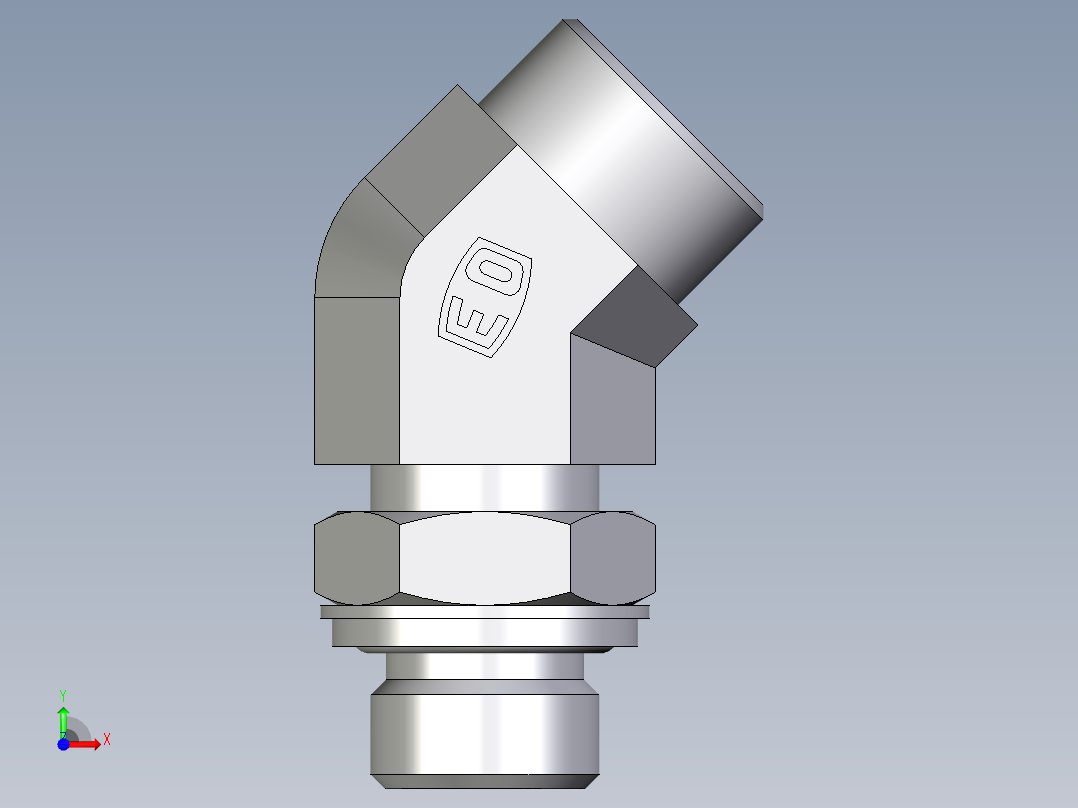 卡套式工业通用硬管接头EO_Adjustable_locknut_45_deg_elbow_VEE18LROMDCF前视图