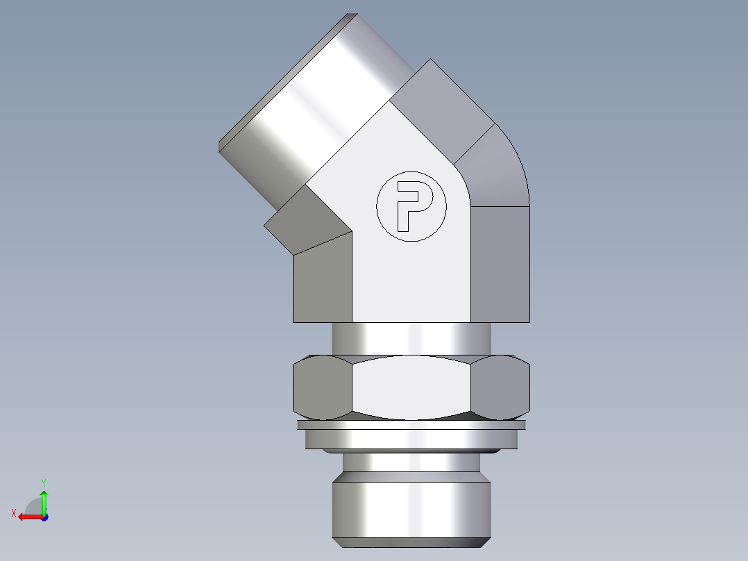 卡套式工业通用硬管接头EO_Adjustable_locknut_45_deg_elbow_VEE18LROMDCF后视图
