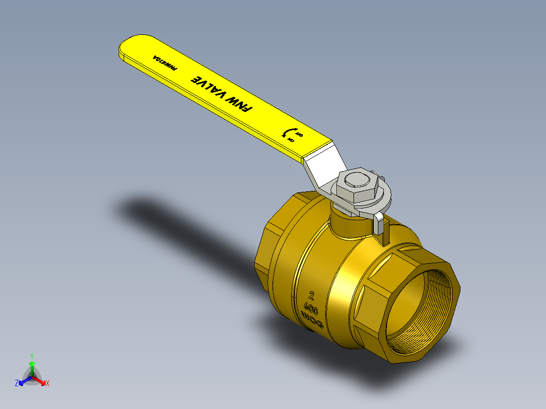 管道手动球阀-水管开关阀-手动阀门铜球阀DN50正等轴测图