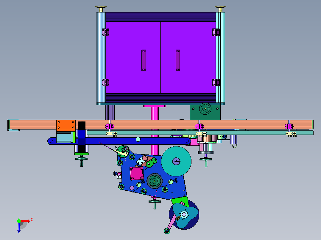 药盒方盒封口侧面对角贴标机俯视图