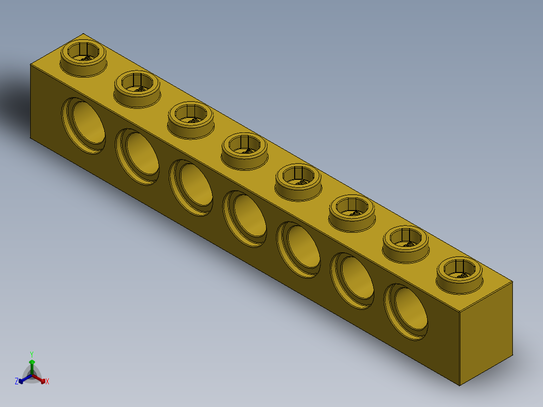 乐高机械组积木（横梁）-370224 Bright Yellow Technic Brick 1 x 8 with Holes