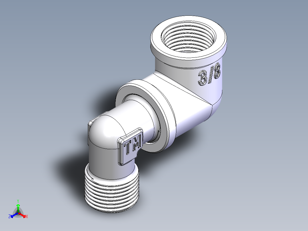 管件接头、螺纹接头、三通(61)正等轴测图