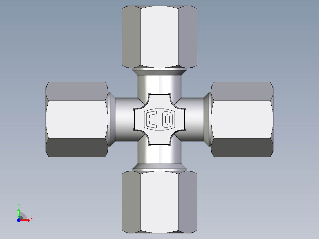 卡套式工业通用硬管接头EO_Union_cross_K06LLCF前视图