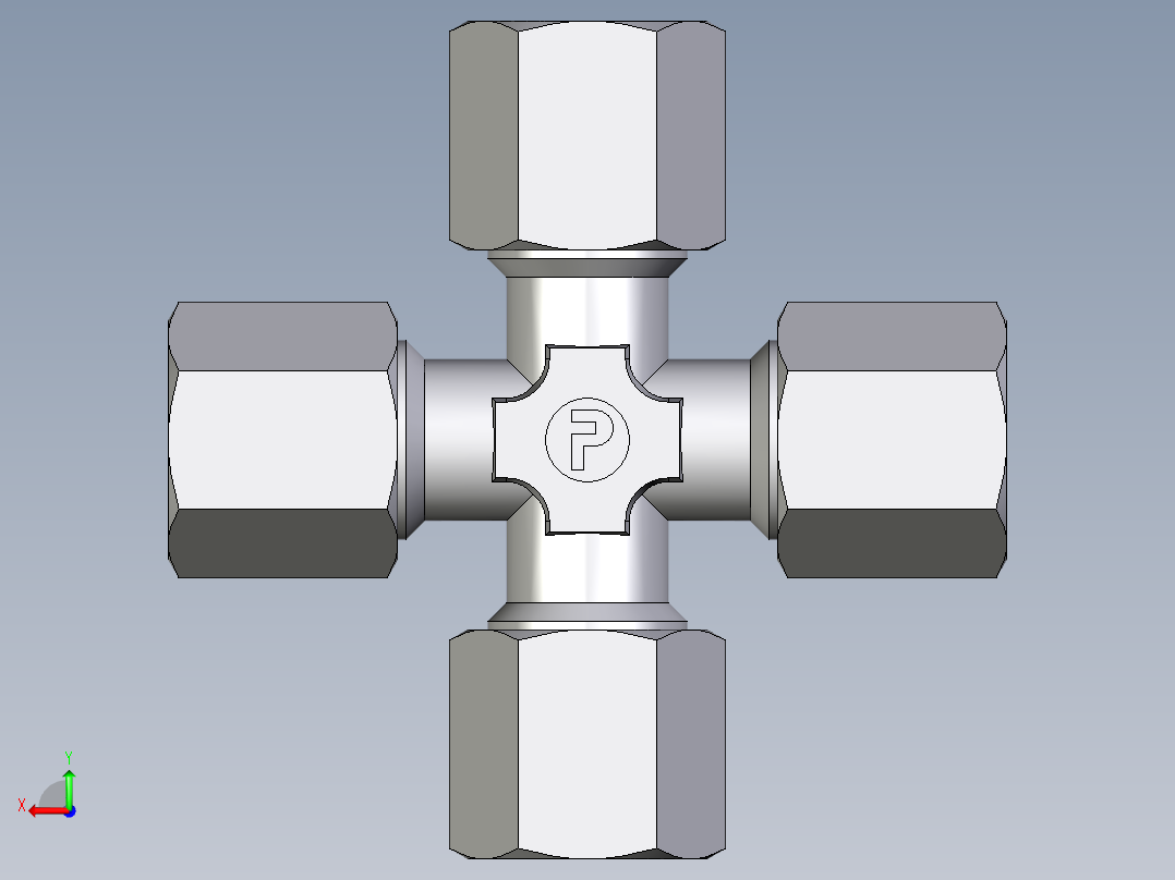 卡套式工业通用硬管接头EO_Union_cross_K06LLCF后视图