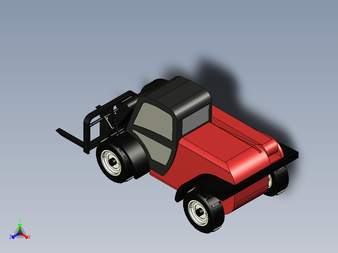 工程叉车3D模型3D模型正等轴测图