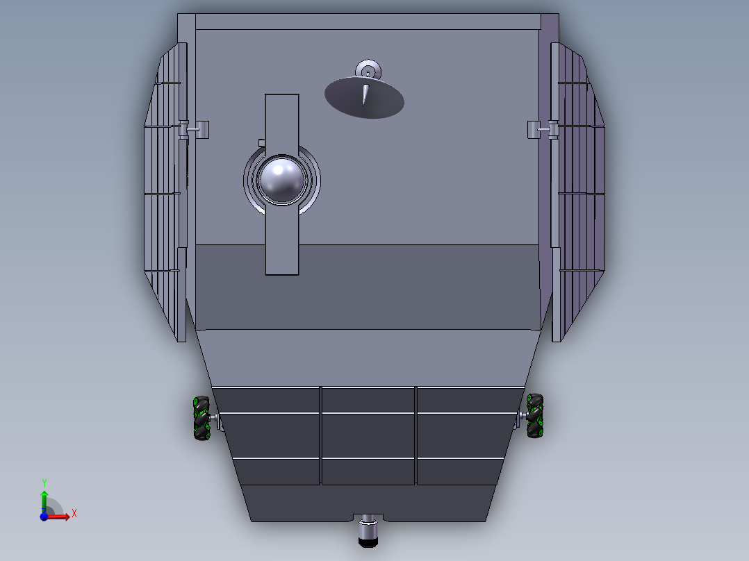 基于四杆机构轮足复合式机器人3d图纸全套麦克纳姆四驱轮2d+3d图前视图