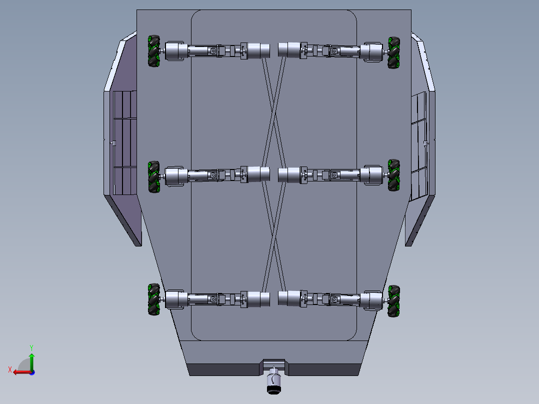 基于四杆机构轮足复合式机器人3d图纸全套麦克纳姆四驱轮2d+3d图后视图
