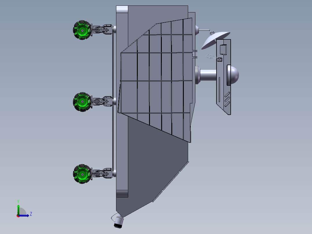 基于四杆机构轮足复合式机器人3d图纸全套麦克纳姆四驱轮2d+3d图左视图