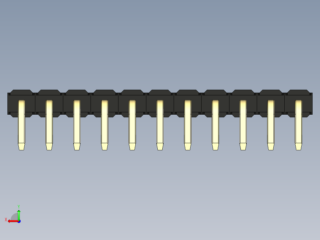 彩色公排针 100mil 2.54mm 系列-DS1022_black_1x11p_100mil_TypeD_rev1.0后视图