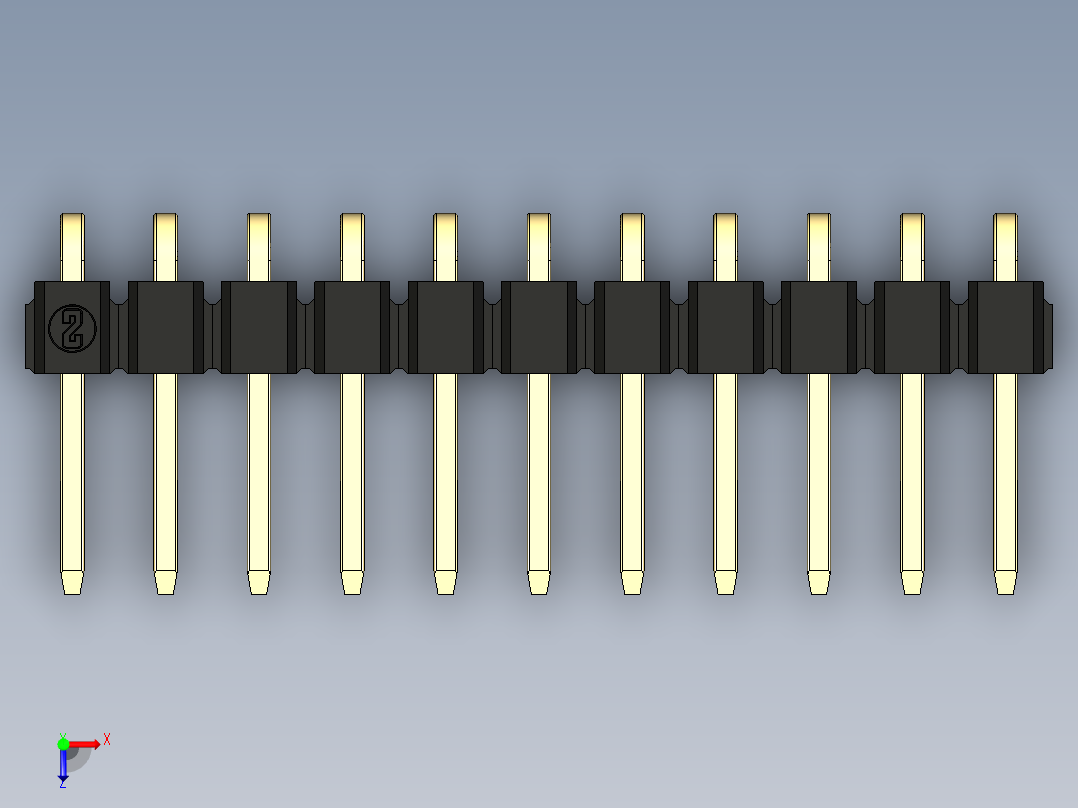 彩色公排针 100mil 2.54mm 系列-DS1022_black_1x11p_100mil_TypeD_rev1.0俯视图