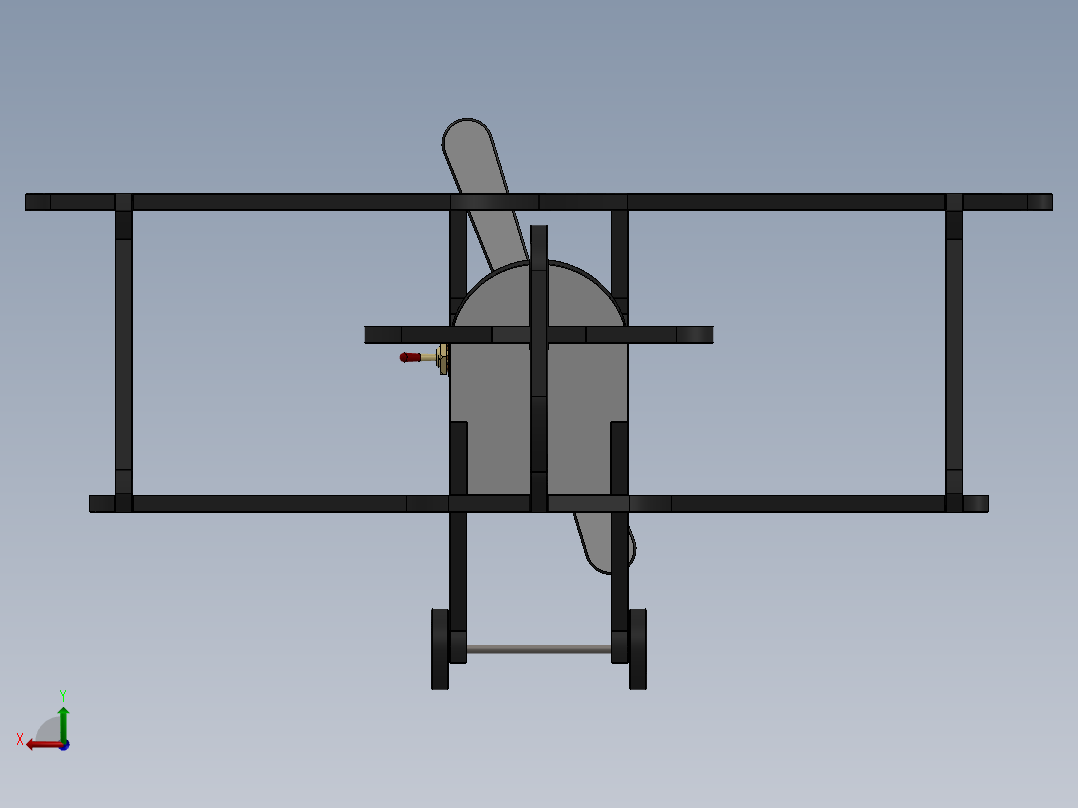 激光切割玩具固定翼飞机模型后视图