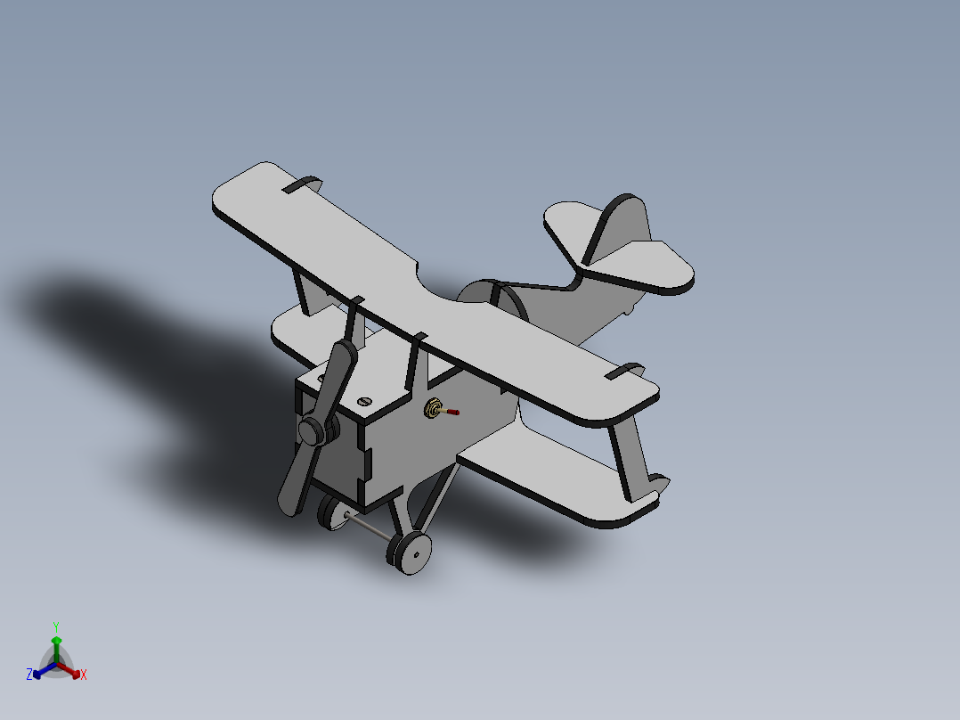 激光切割玩具固定翼飞机模型正等轴测图