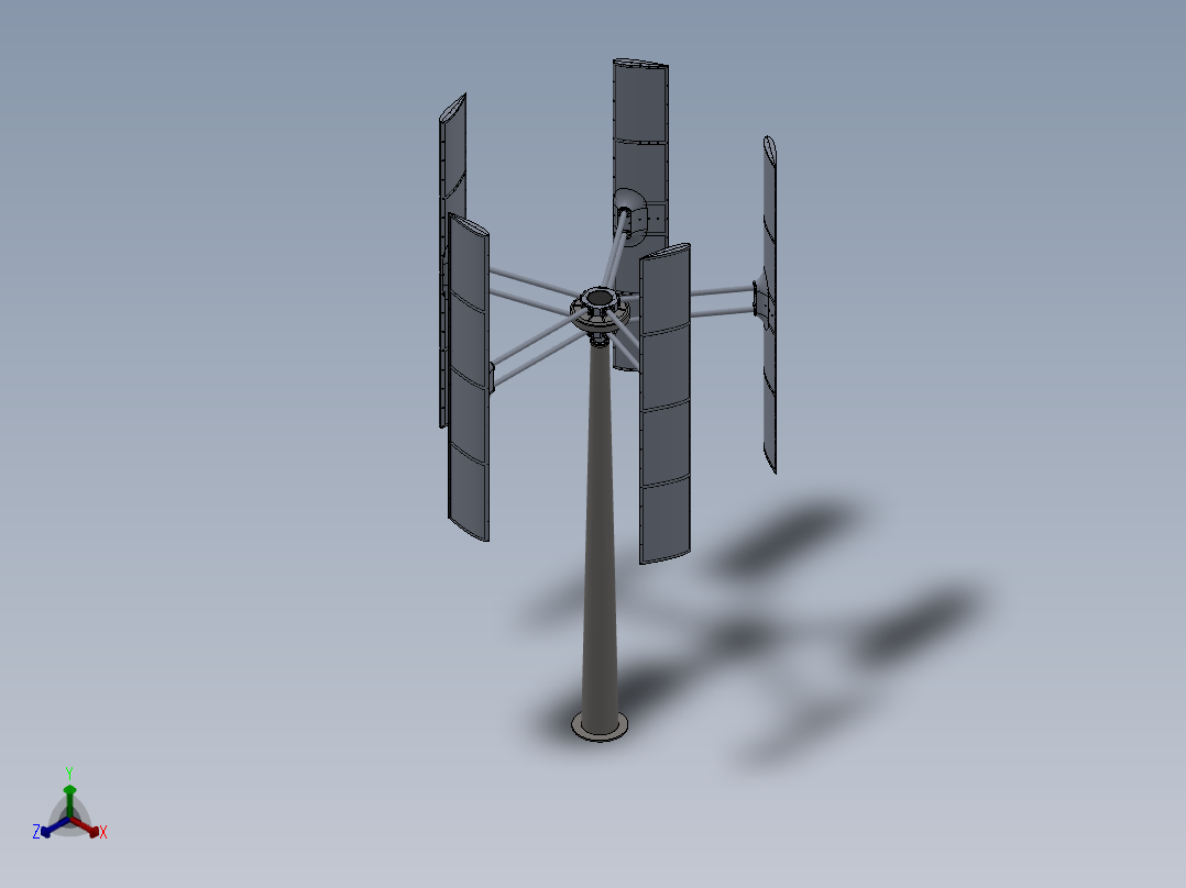 H型垂直轴风力发电机三维正等轴测图