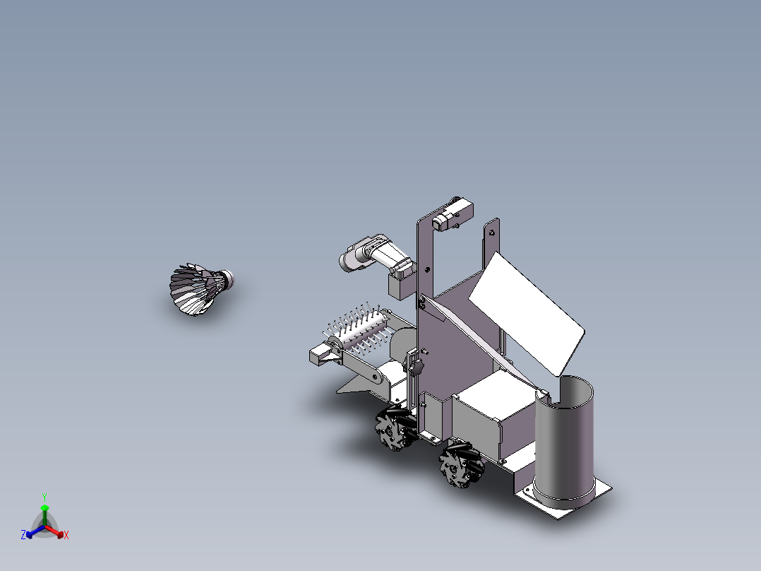 羽毛球捡拾车sw19可编辑正等轴测图