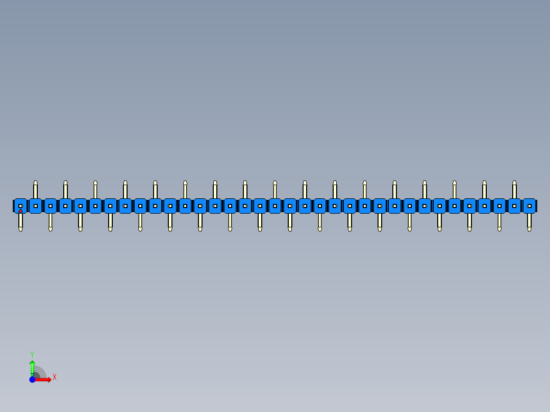 彩色公排针 100mil 2.54mm 系列-DS1022_blue_35p_100mil_Type_SMT_R2_rev1.0前视图