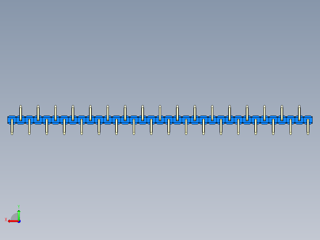 彩色公排针 100mil 2.54mm 系列-DS1022_blue_35p_100mil_Type_SMT_R2_rev1.0后视图