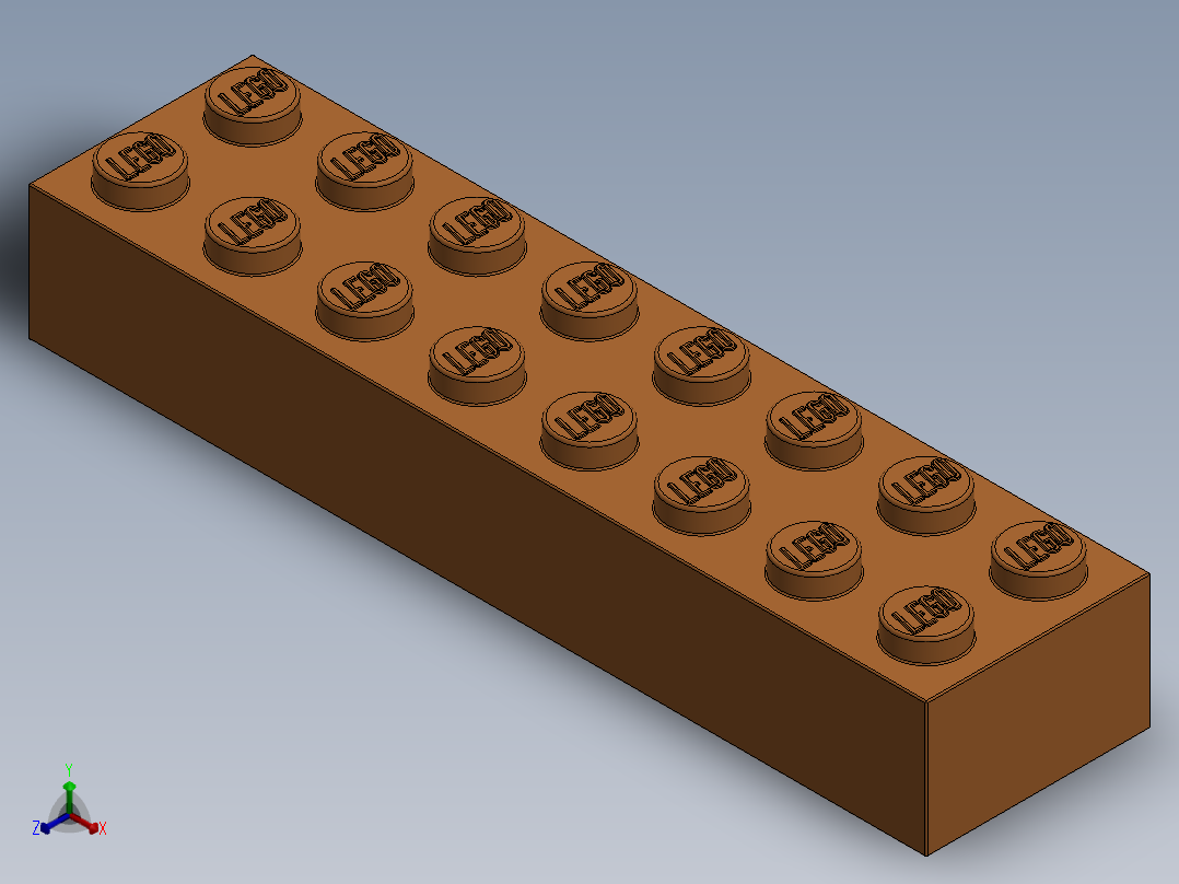 乐高套装 4421基本积木-4118826 - 3007 Bright Orange Brick 2 x 8.SLDPRT正等轴测图