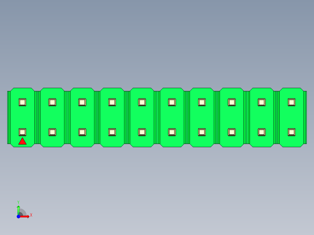 彩色公头100mil（2.54mm）系列-DS1021_green_2x10p_100mil_Type1_rev1.0前视图