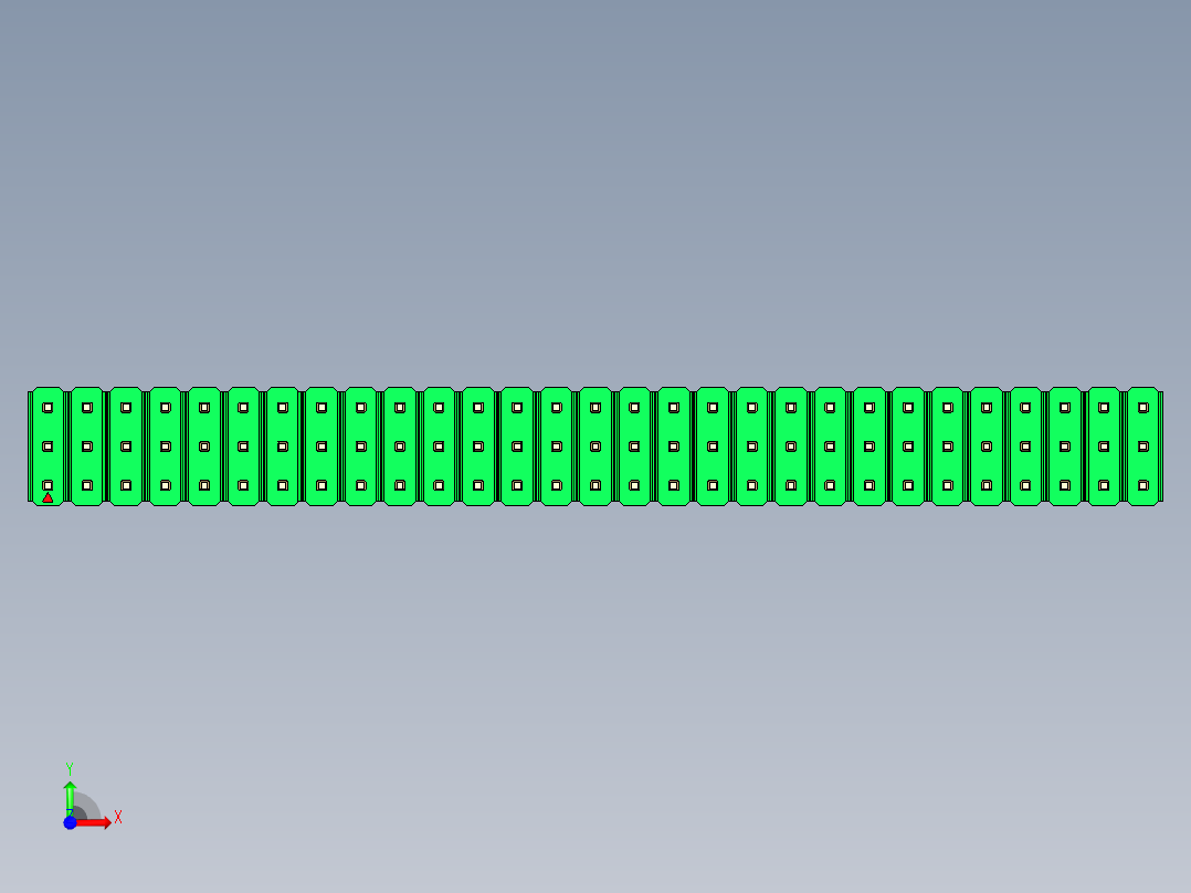 彩色公头100mil（2.54mm）系列-DS1021_green_3x29p_100mil_Type1_rev1.0前视图