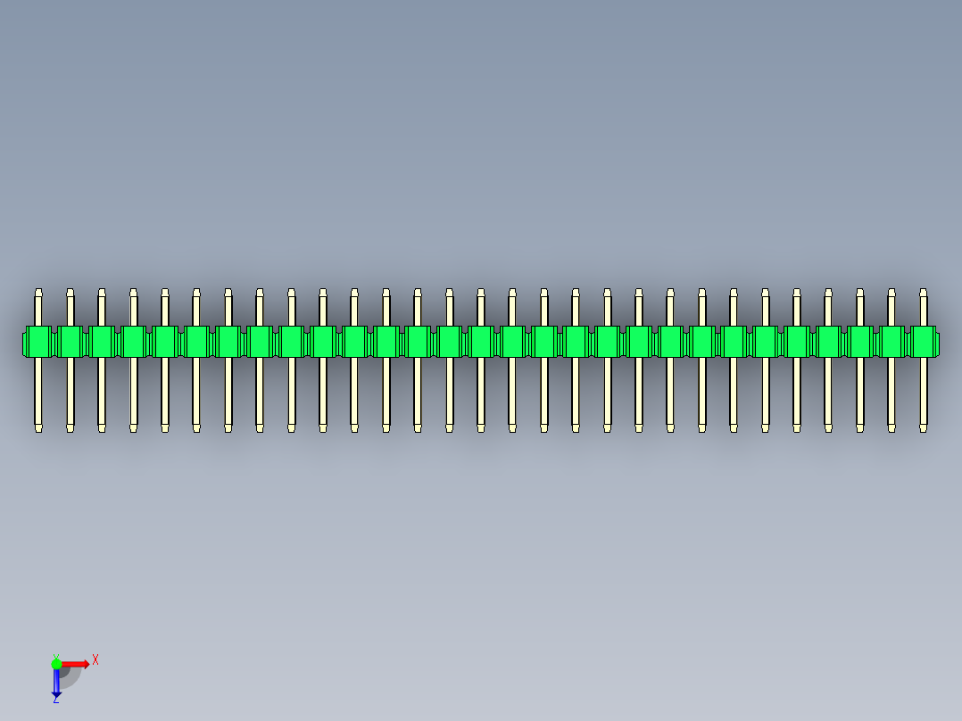 彩色公头100mil（2.54mm）系列-DS1021_green_3x29p_100mil_Type1_rev1.0俯视图