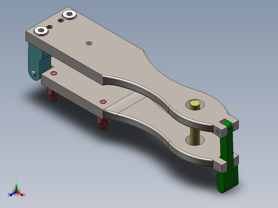 手柄翻开式钻模模架正等轴测图