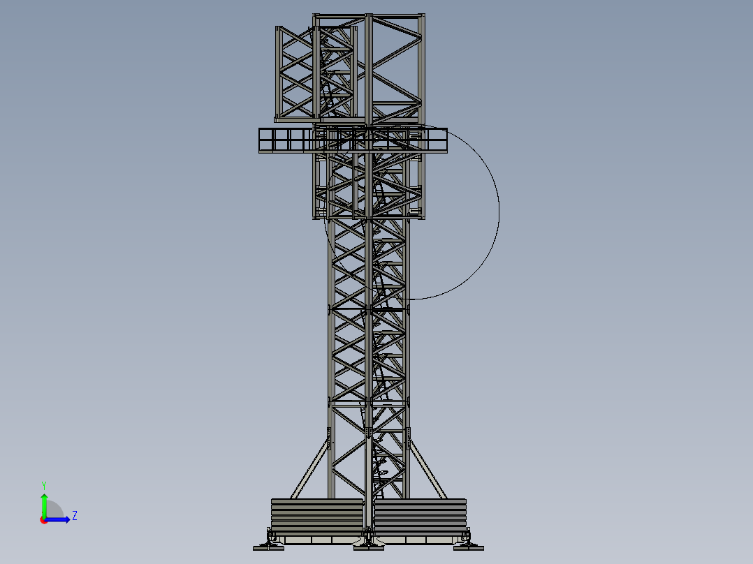 塔式起重机基座部分3D数模图纸 STEP IGS格式左视图