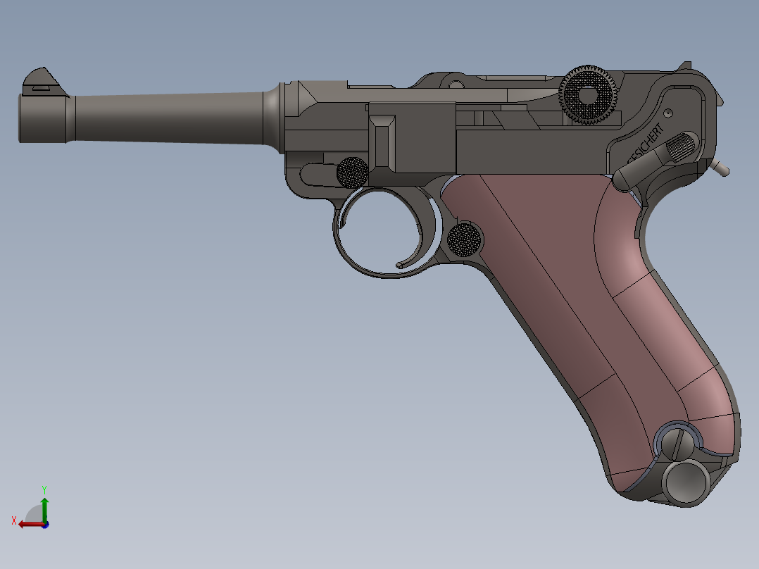 19世纪末的标志性枪械-鲁格P08后视图