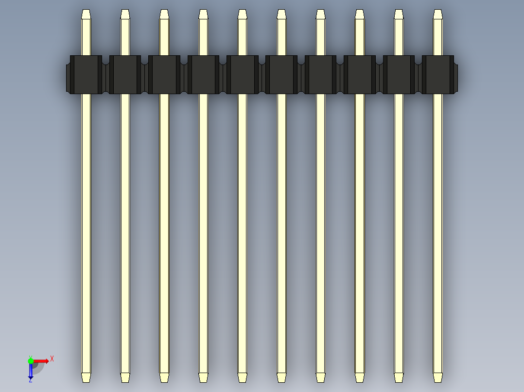 彩色公头100mil（2.54mm）系列-DS1021_black_1x10p_100mil_Type19_rev1.0俯视图
