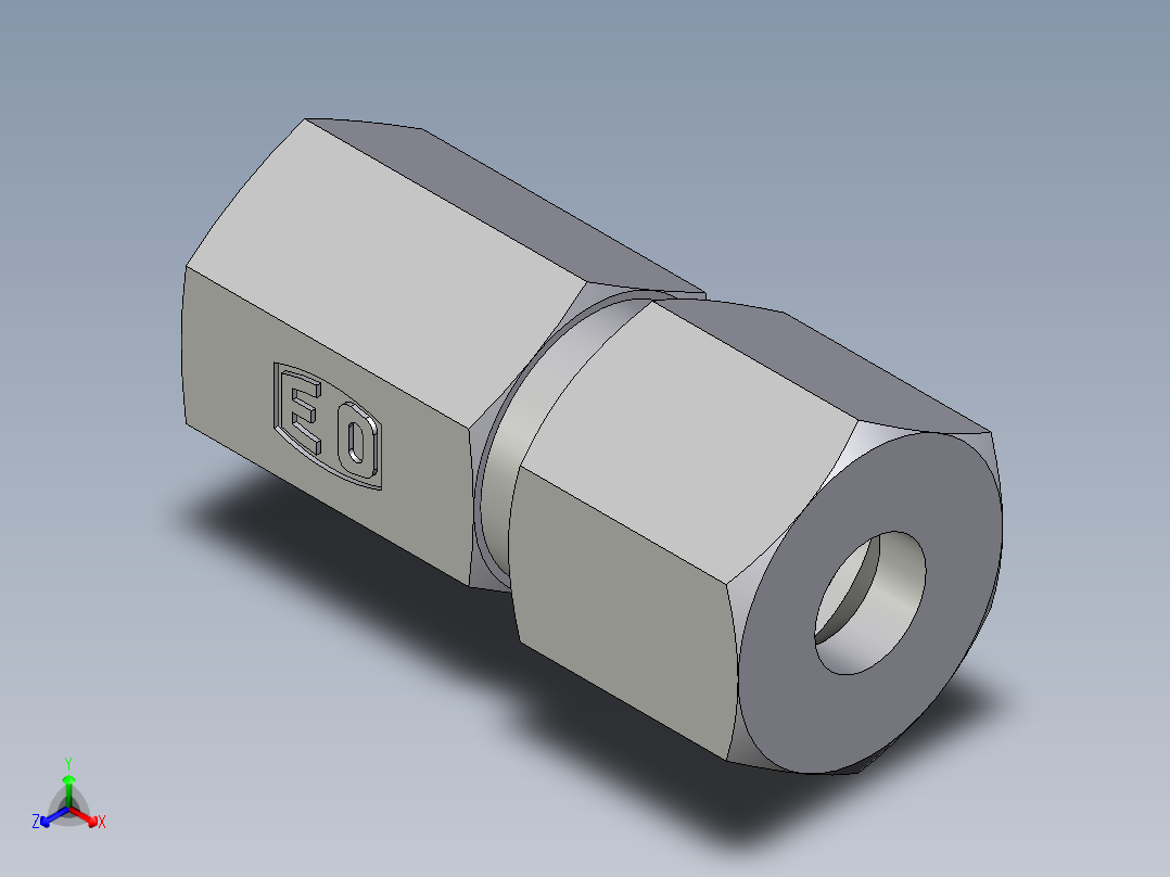 卡套式工业通用硬管接头EO_Swivel_connector_GAI08SM71正等轴测图