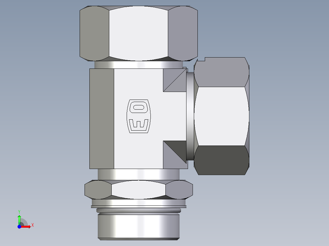 卡套式工业通用硬管接头EO_Adjustable_locknut_run_tee_LEE38SMORCF前视图