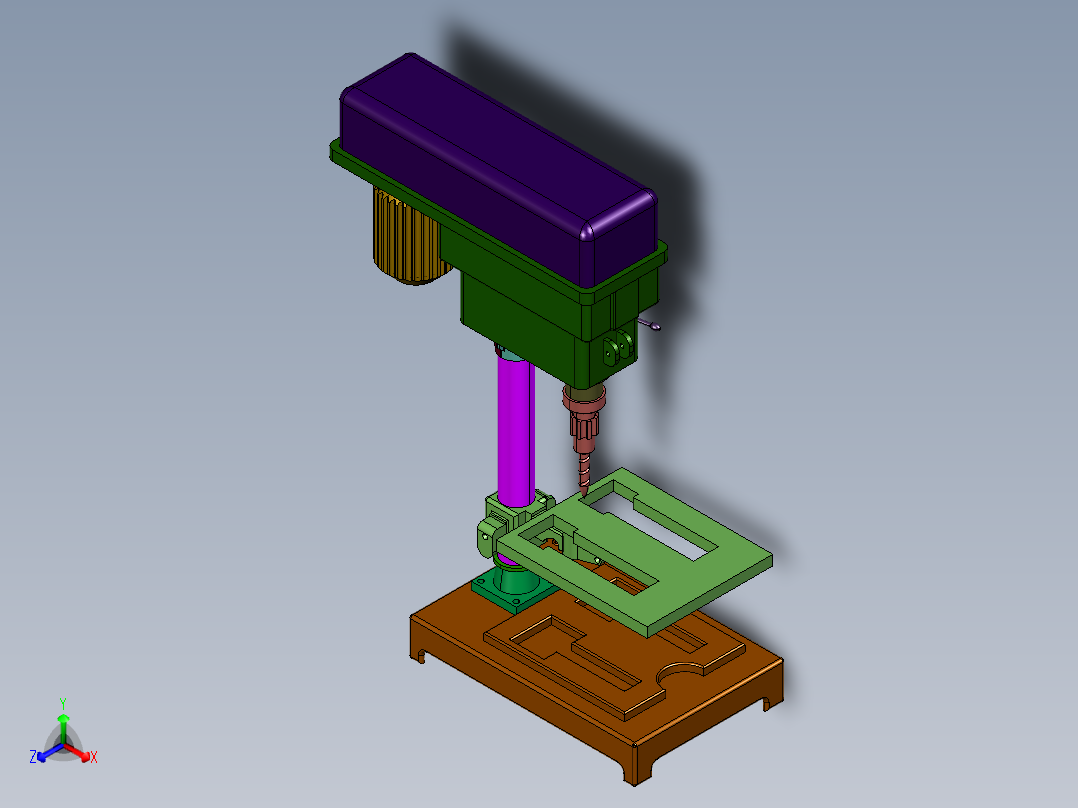 高精度深孔钻床正等轴测图